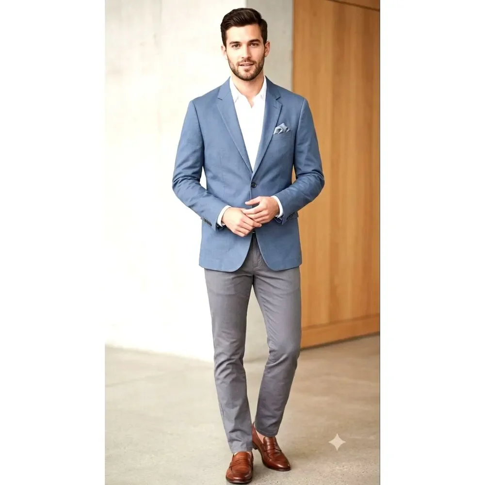 J. Crew Factory Thompson Blazer Sport Coat Blue Cotton Blend Men's 42R